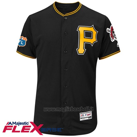 Maglia Baseball Uomo Pittsburgh Pirates Blank Nero Flex Base Autentico Collezione Allenamento Primaverile
